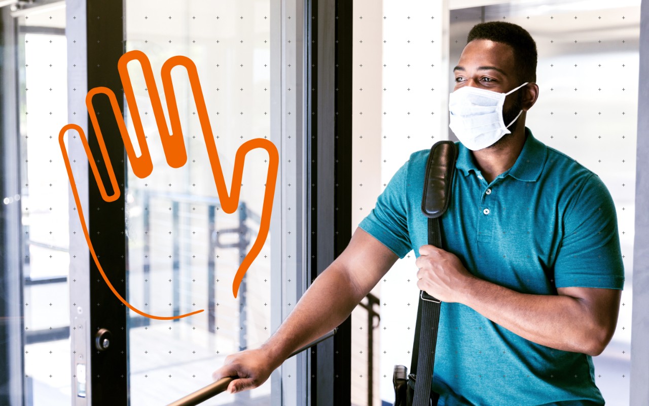 Man looking at window