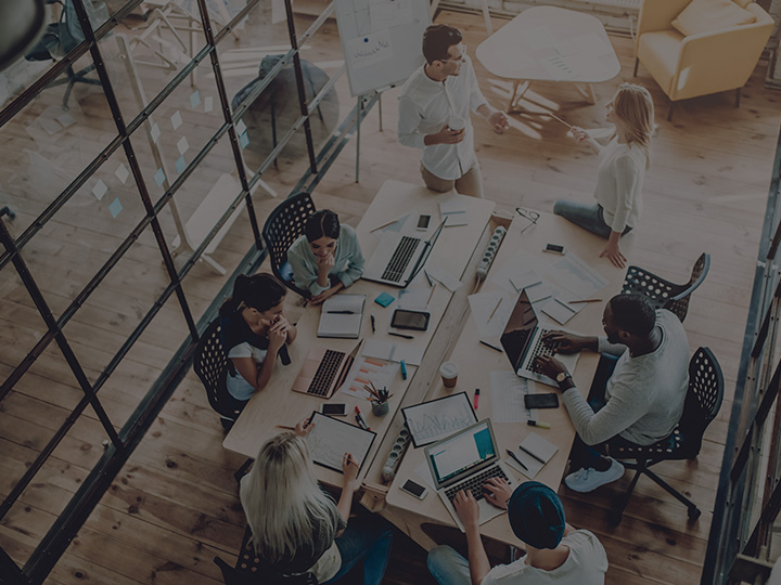 overhead office shot