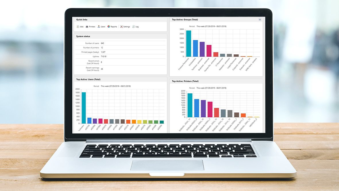 All the data you need right at your fingertips Screenshot of report dashboard on laptop