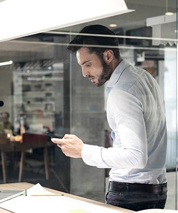 Man looking at smartphone